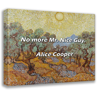 Artsy Quote "No more Mr. Nice Guy." By Alice Cooper Gallery Wrapped Canvas