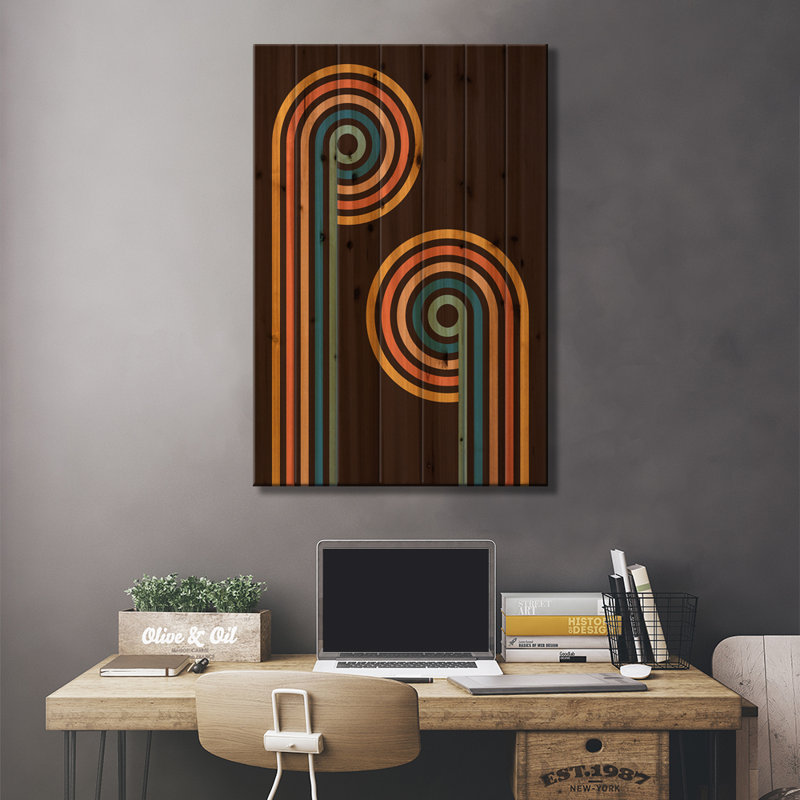«Retro II On Wood» par Gary Williams, reproduction, H 26 po x l 18 po x P 1,5 po