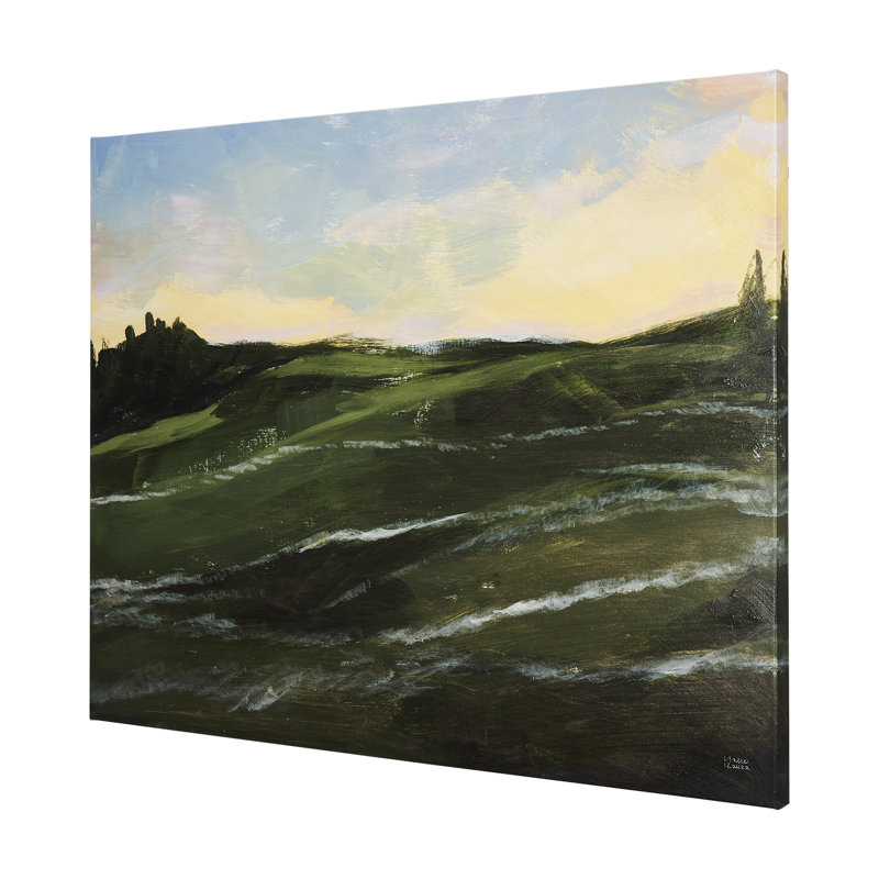 Toile texturée brodée à la main Sunrise Valley, H 28 po x l 35 po x P 1,5 po