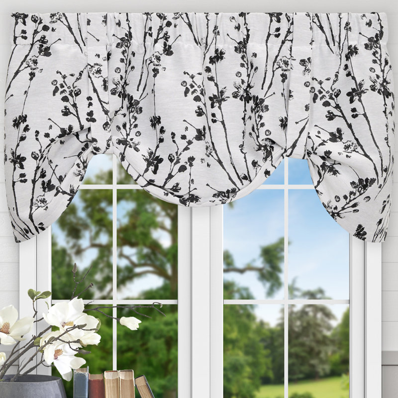 Mahtomedi Floral Tie-Up 50'' Window Valance, Chrome