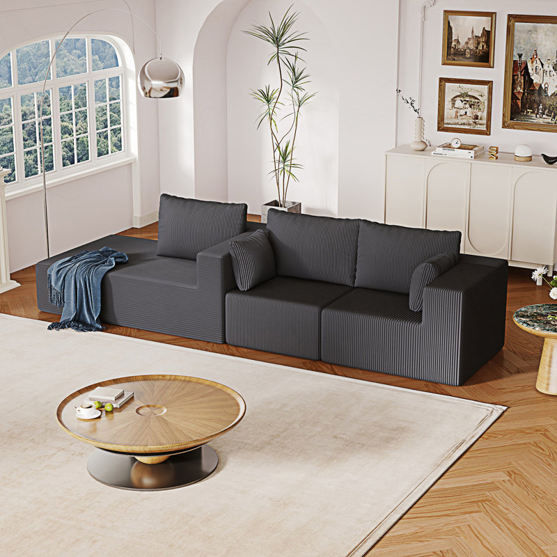Sectional Couch, L Shape Sofa With Chaise Lounge, Modular Cloud Sofa, Dark Grey