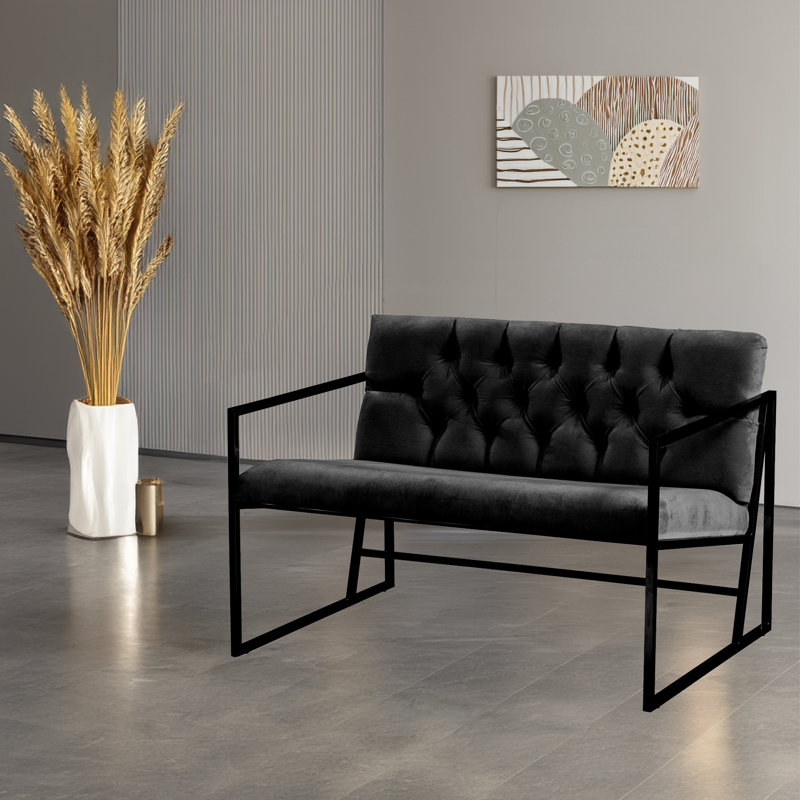 2-Seat Sofa, Black, Black