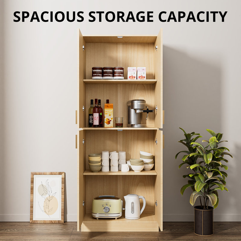 Boscombe 71" H Kitchen Pantry Cabinet with 4 Doors and 2 Adjustable Shelves, Classic Kitchen Storage Cabinet for Dining Room, Living Room