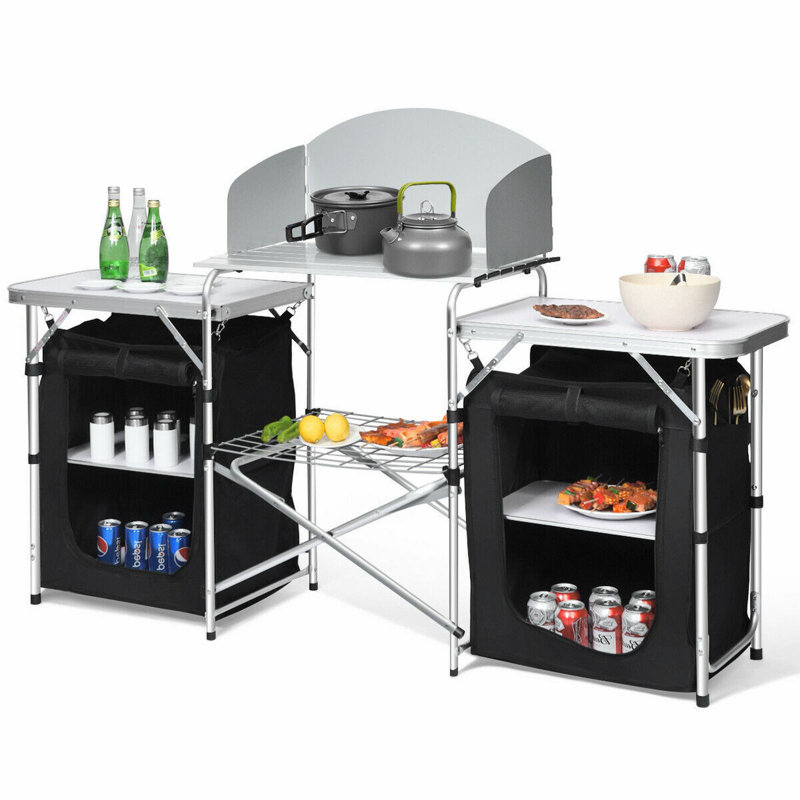 Table de camping pliante avec rangement