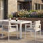 Ensemble de 2 chaises de patio pour l'extérieur avec cadre en aluminium blanc avec coussins en tissu beige, 300 lb-1074480087