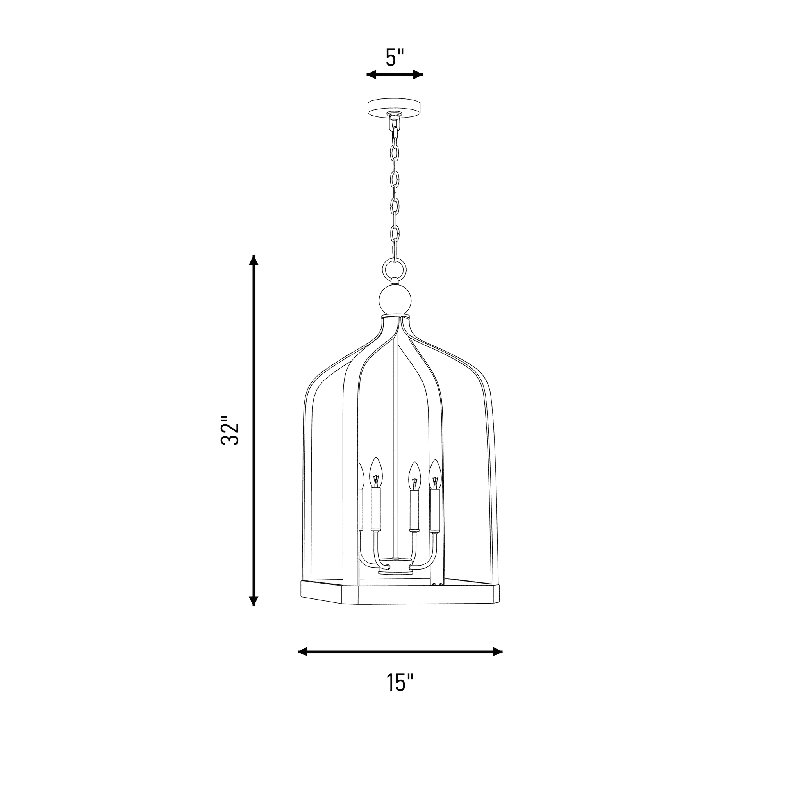 Electra 8-Light Lantern Birdcage Chandelier in Black, Black, 8 Lights, 41.5" H x 23.5" W x 23.5" D