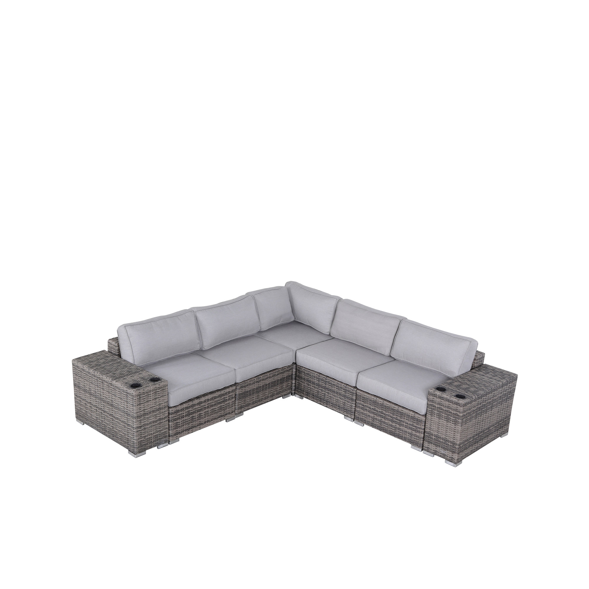 Arelys Rattan Wicker Fully Assembled 4 - Person Seating Group with Cushions, Mixed Gray, Olefin Gray
