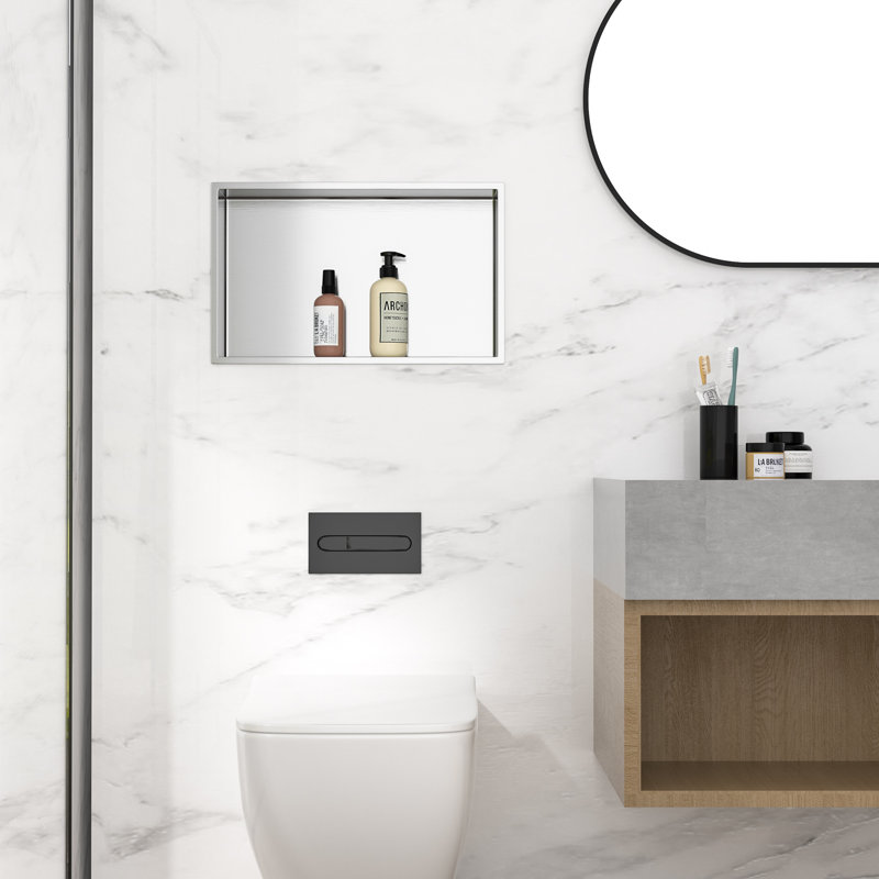 Niche de douche de salle de bain l 21 po x H 13 po, niche murale rectangulaire en acier inoxydable, nickel brossé