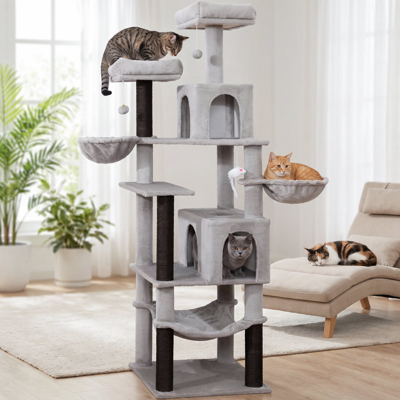 AMHANCIBLE Tour pour arbre à chat 70 pouces, Grey+Black