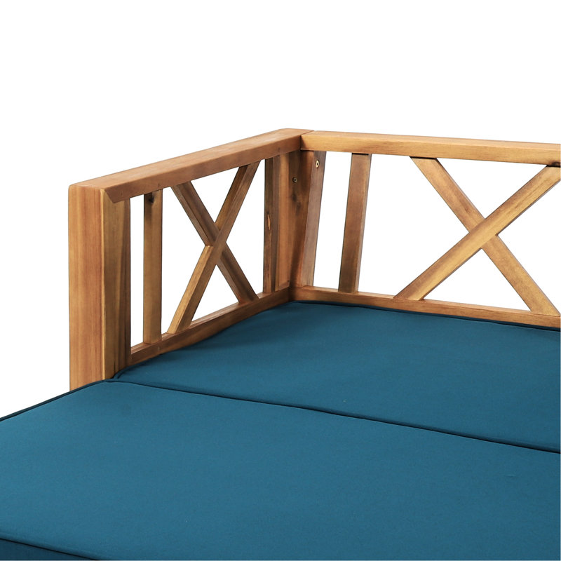 Lit de jour Rustic Long Beach, matériau de bois, matériau de coussin d'eau avec éléments, bois, tissus de siège