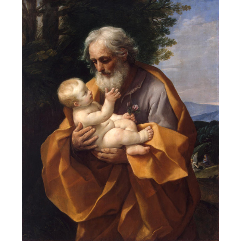 Saint Joseph avec l'enfant Jésus, H 18 po x l 15 po