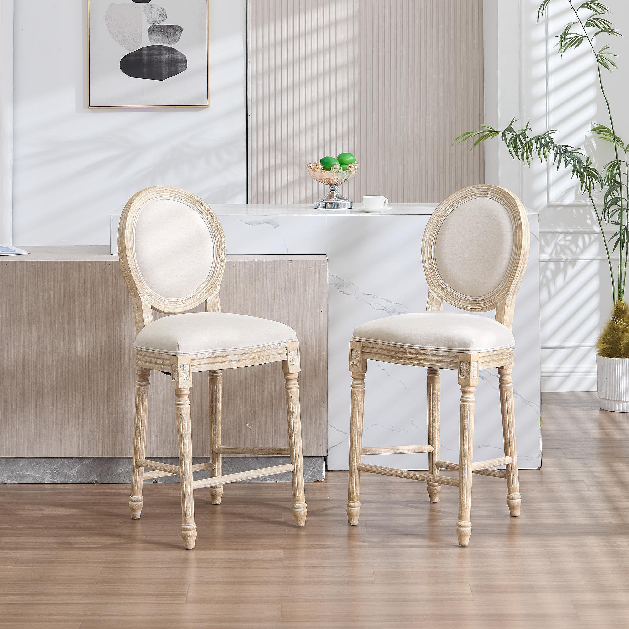 One Allium Way French Country Set Of 2, Upholstered Chairs With Round ...