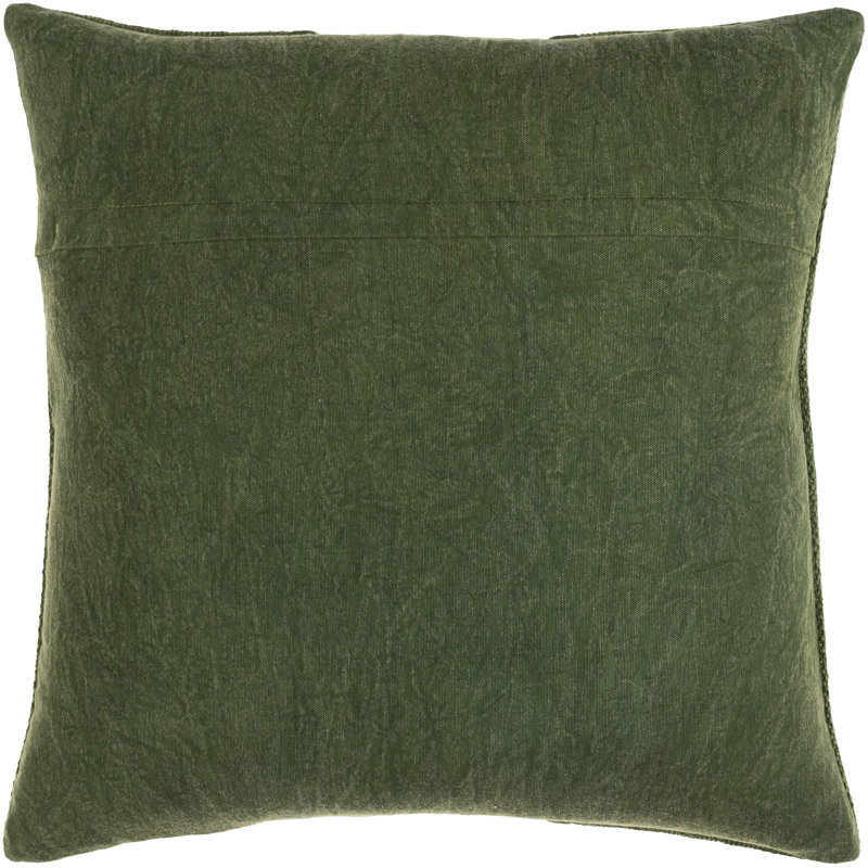 Dunbar Striped Cotton Pillow Cover, 18" x 18", Dark Green