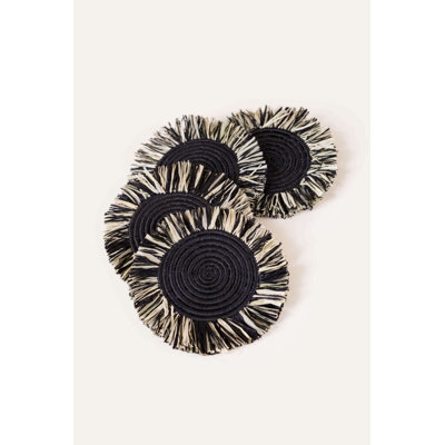 Raffia Fringe Coasters - Set of 4