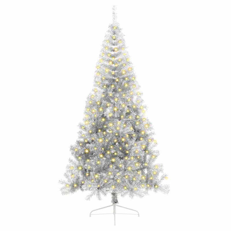 Sapin de Noël artificiel illuminé argenté 82,7 po PET, 6.9"