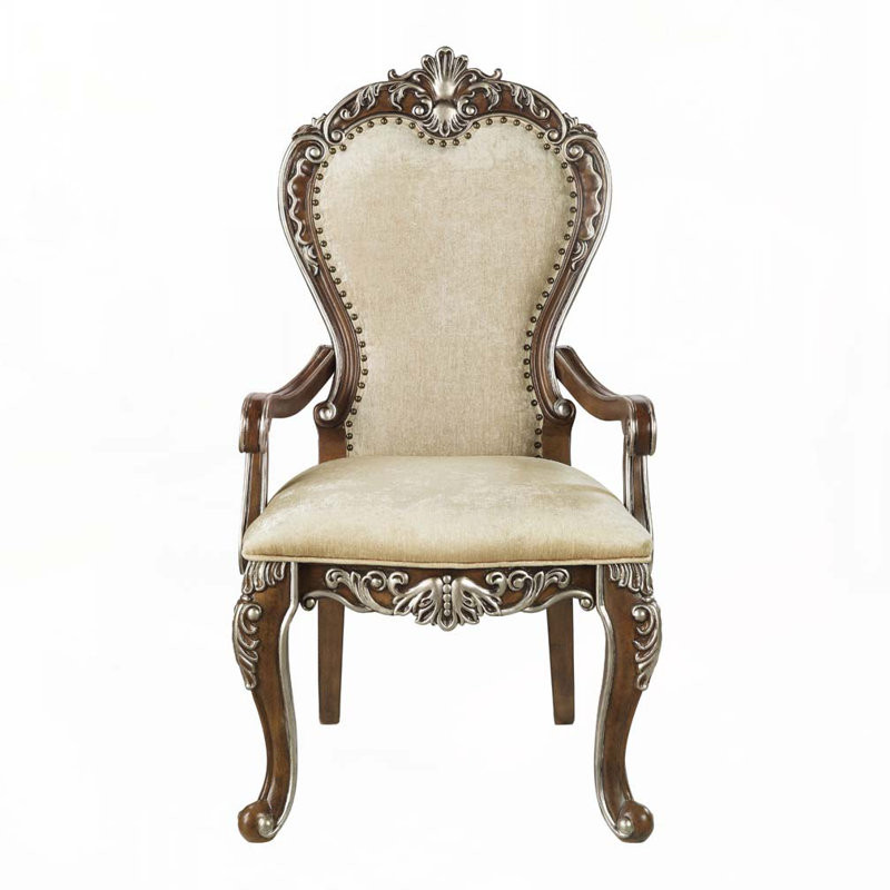 Ensemble de chaises de salle à manger rembourrées en tissu avec dossier et garniture cloutée