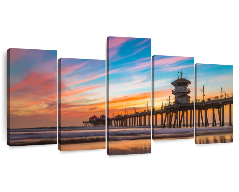 California beach dock at sunset Aletra, H 12 po x l 25 po