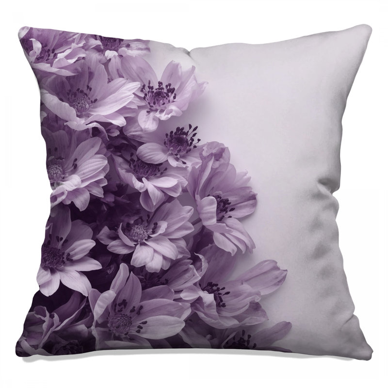 Coussins décoratifs mauves à motif d'anémone mauve, 16 x 16 inches