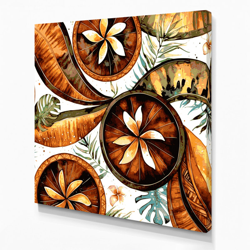 Art mural sur toile hawaïen, calebasse brune, H 16 po x l 16 po