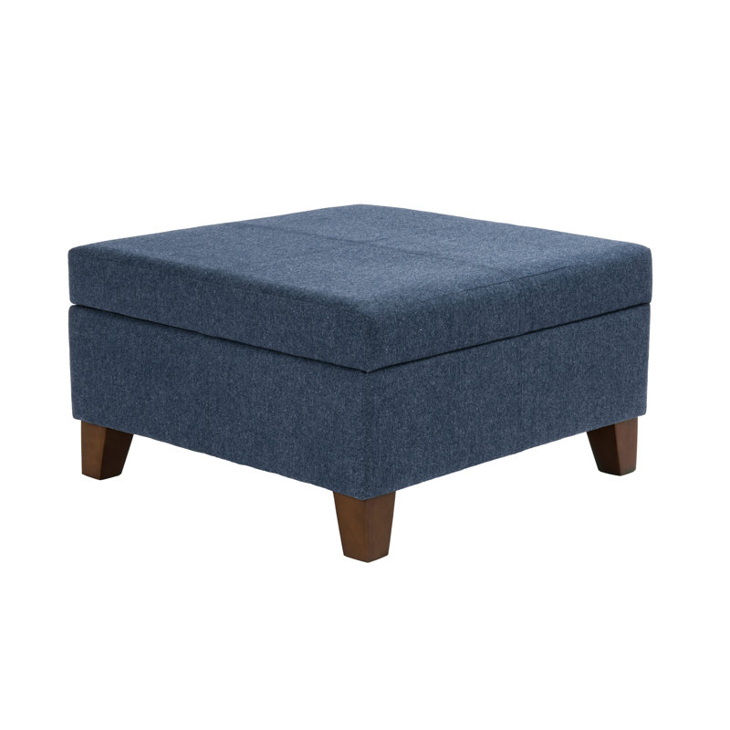 Latitude Luxury Large Storage Ottoman, Blue Woven