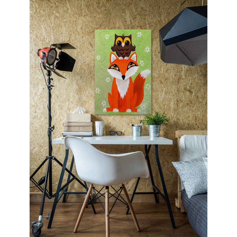 Reproduction sur toile tendue Presley «Owl on Fox», H 45 po x l 30 po