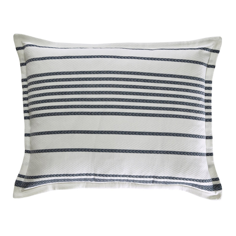 Coussin Belize blanc et bleu marine, Rectangulaire H 20 po x l 26 po