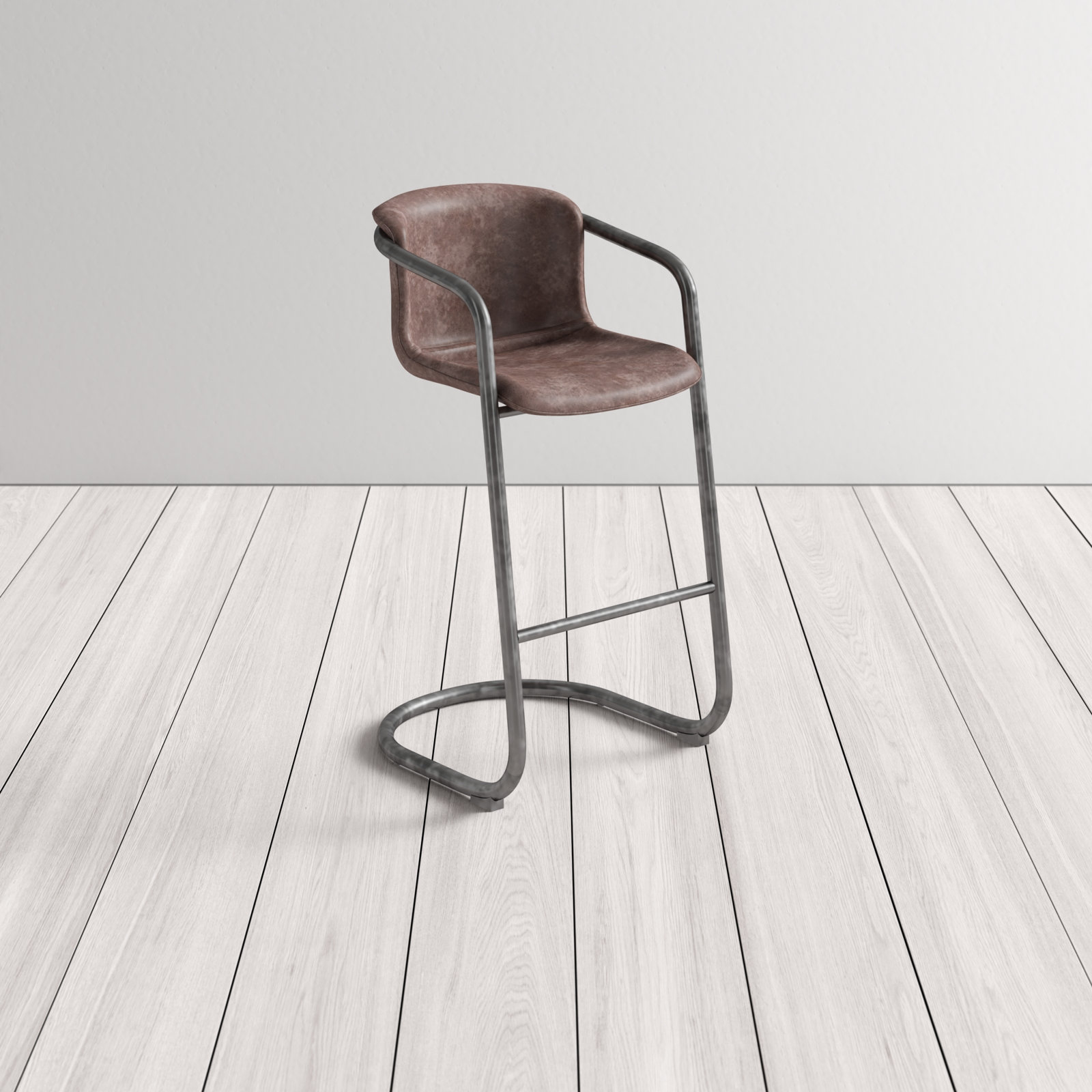 Higbee Genuine Leather Bar and Counter Stool, Brown Genuine Leather, Counter Stool (25" Seat Height)