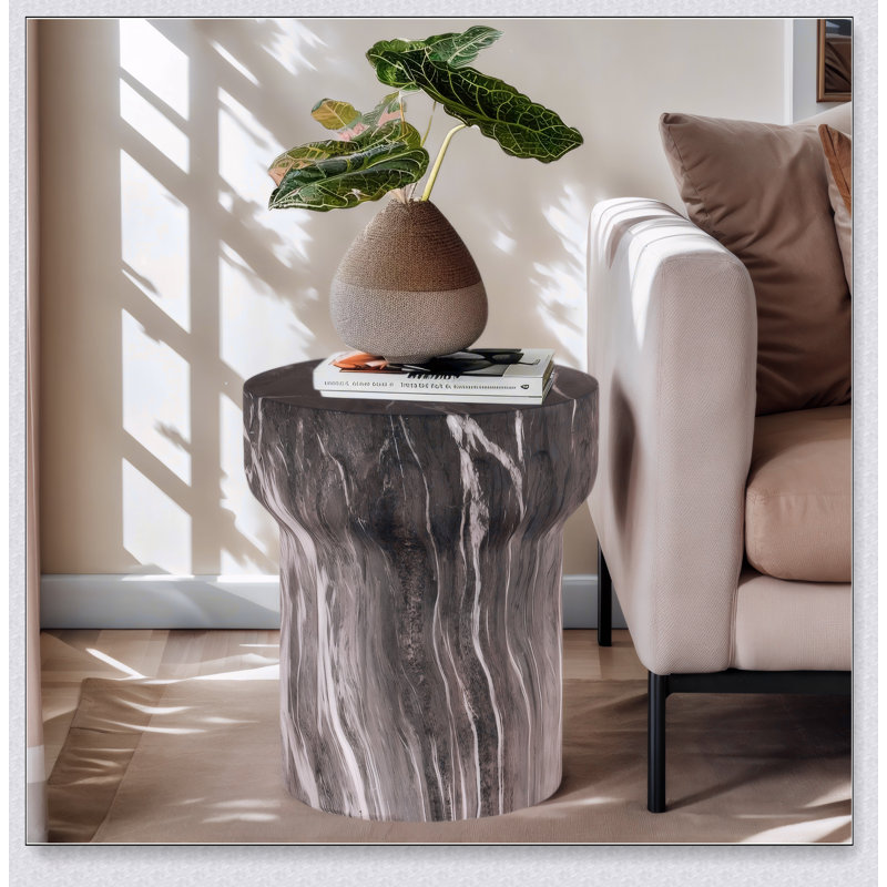 Table de bout d'extérieur en ciment pour patio, décoration de jardin, faux terrazzo, petite table d'appoint ronde moderne, utilisation intérieure et extérieure
