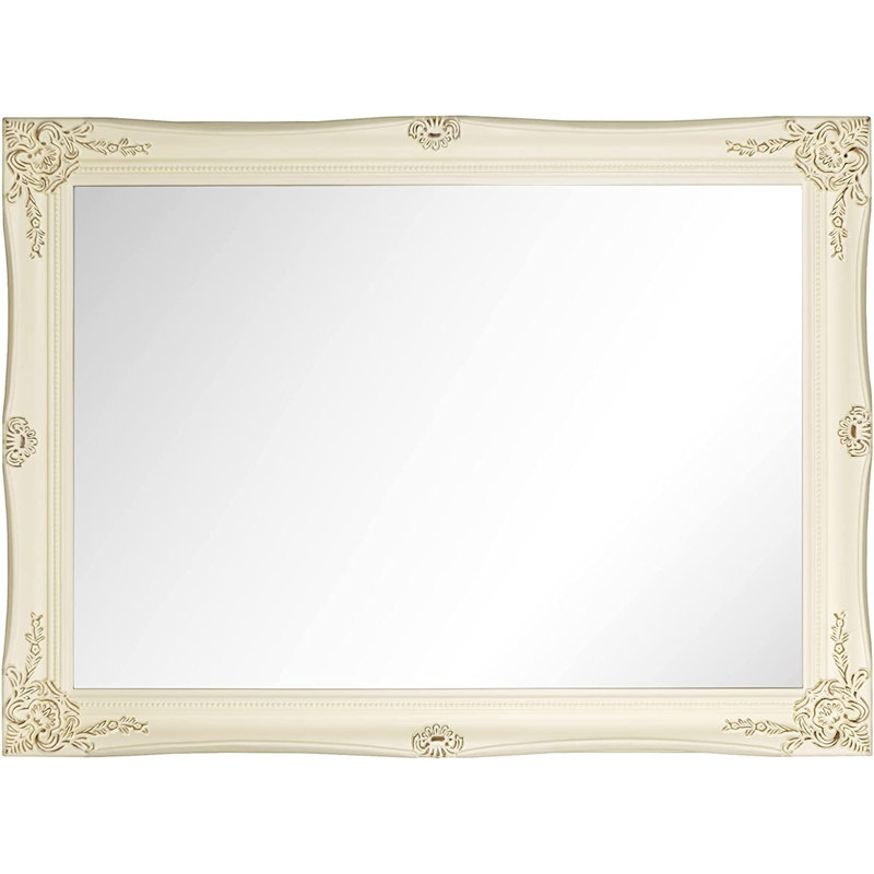 Colena Wood Flat Wall Mirror, White