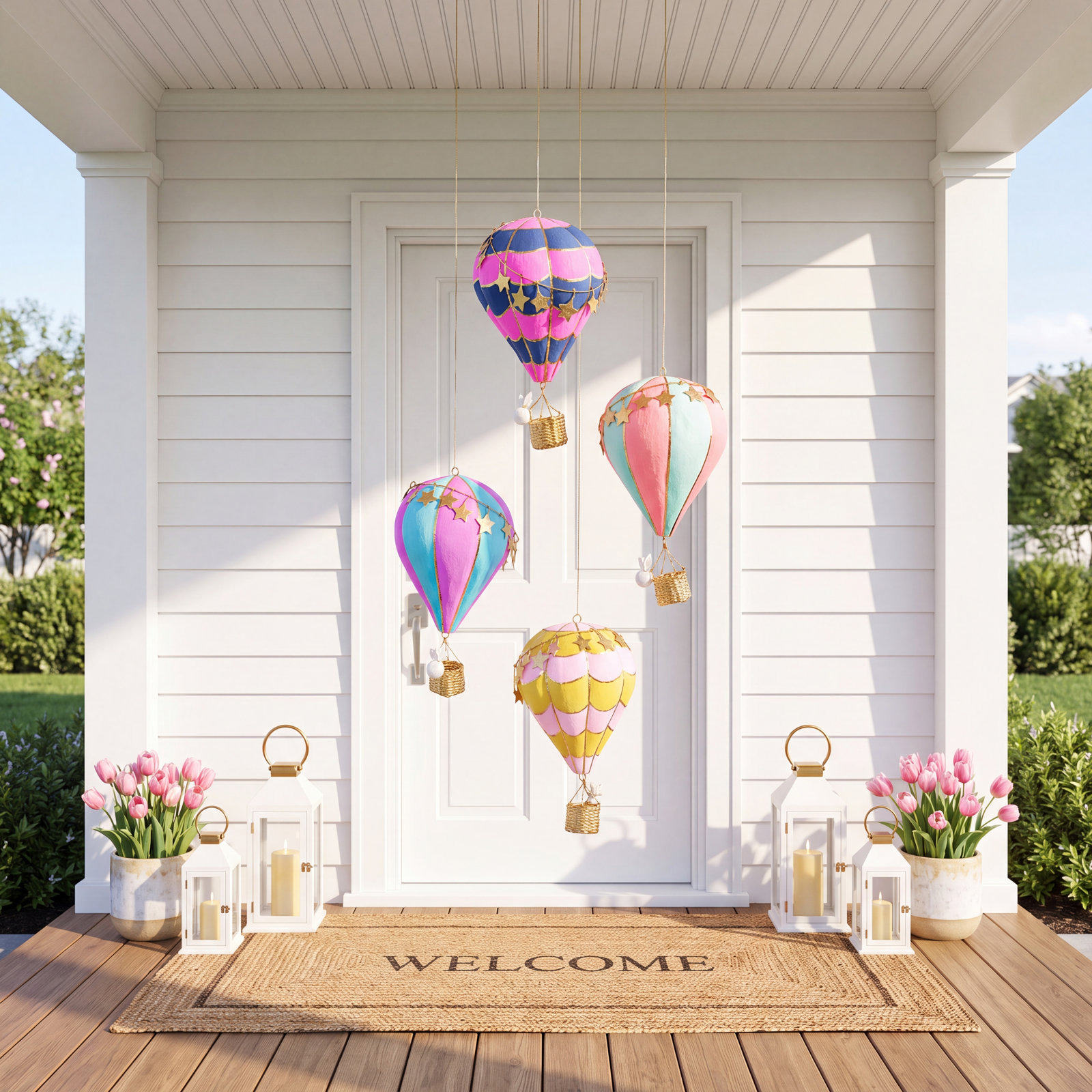 Small Hot Air Balloon Display, Cyan/Violet, Cyan/Violet