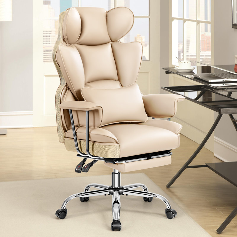 Faux Leather Executive Computer Chair, Dark Beige
