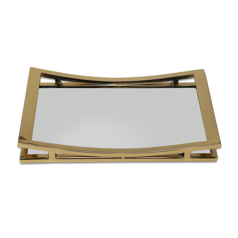 Rectangle Mirror Tray, Gold, 1.75" H x 12" W x 6.75" D