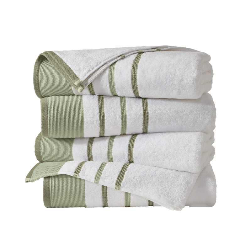 Deanthony Luxury Cotton Decorative, Desert Sage Green/Moss Green, Bath Towels - 4 Pack