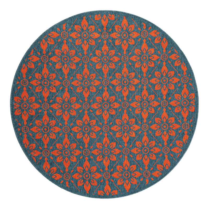 Indoor/Outdoor Trellis Area Rug, Round 5'1"