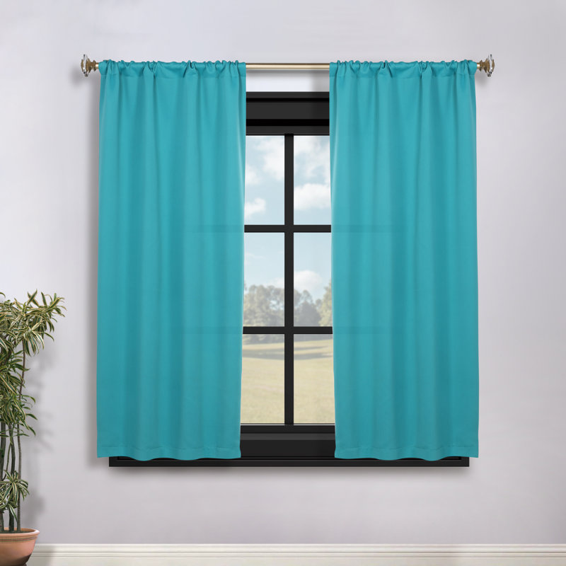 Paire de rideaux obscurcissant avec passe-tringle Moriah Millendon, L 36 po x L 63 po, Turquoise