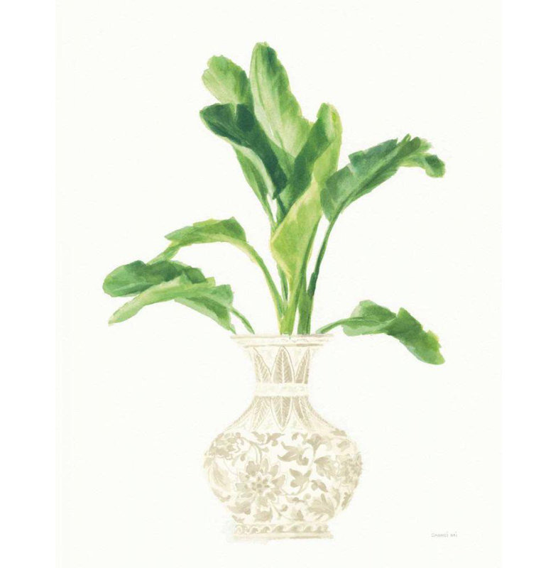 Art Direct Nai, Danhui, reproduction d'art sur toile tendue: Palm Chinoiserie I Cream, H 35 po x l 28 po