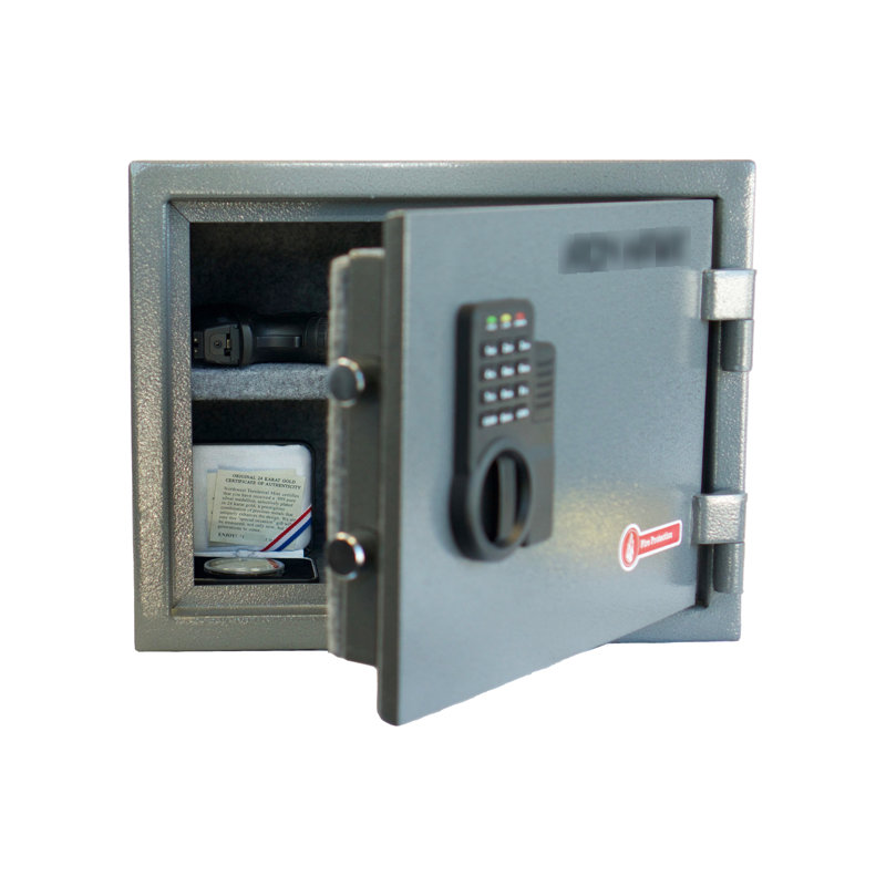 Small Office Secure Box Safe - Steel Construction, 11.5 In. Depth, 14.98 Width, Height, 46.77 Lb, Gray Locker Cabinet Steel, Deep, Wide, Tall, Coloring
