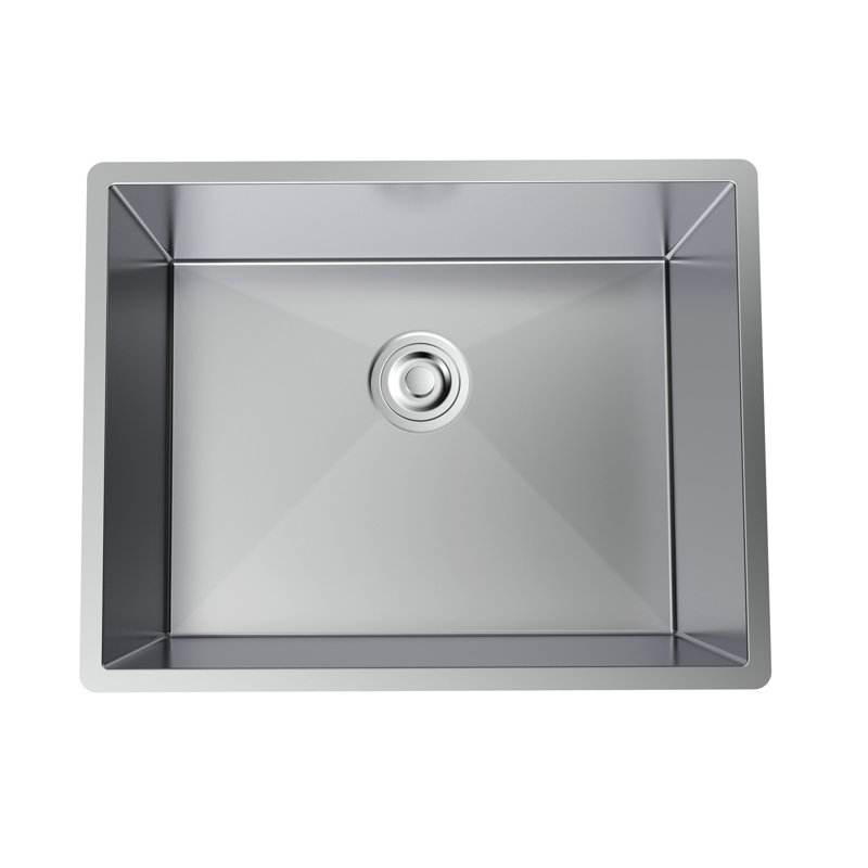 Single Bowl Stainless Steel Kitchen Sink, 10" H x 21" W x 18" D