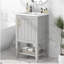 Meuble-lavabo gris 20 po avec lavabo, porte à fermeture douce, support de rangement et tablette ouverte pour salle de bain moderne-823593894