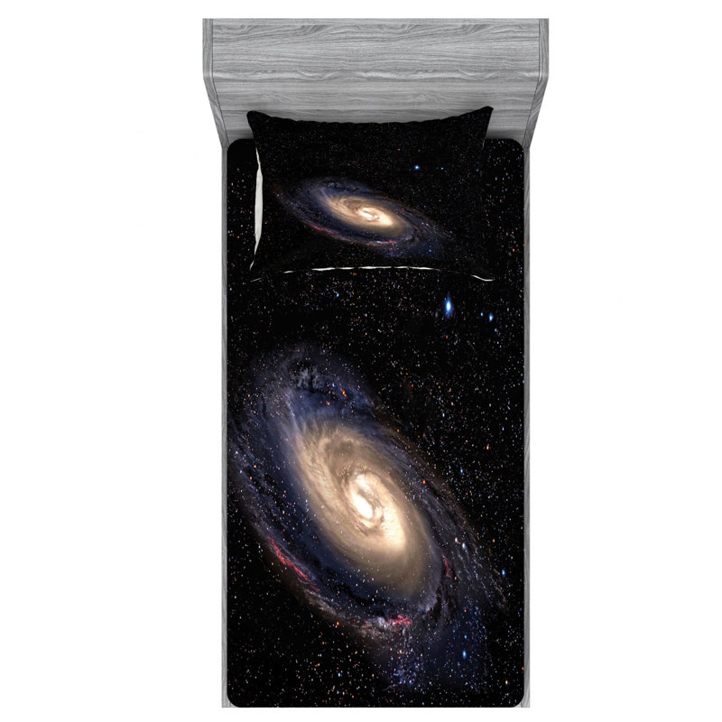 Ensemble de draps Deep Outer Space, Ensemble de draps pour lit simple avec 1 taie d'or