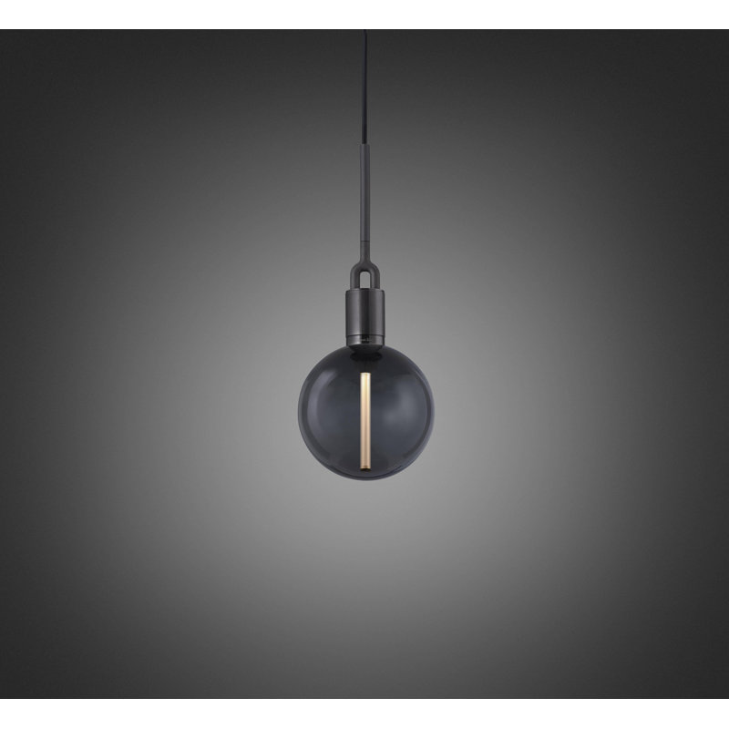 Luminaire suspendu fourche / globe / moyen, Bronze industriel / fumé