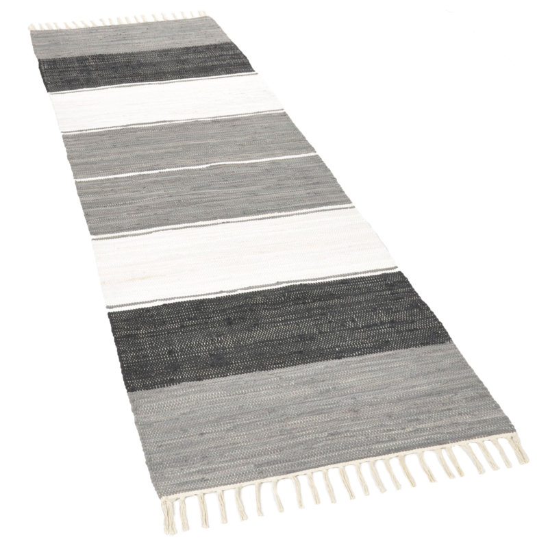 Striped Cotton Hand Woven Area Rug, Runner 160 x 230cm