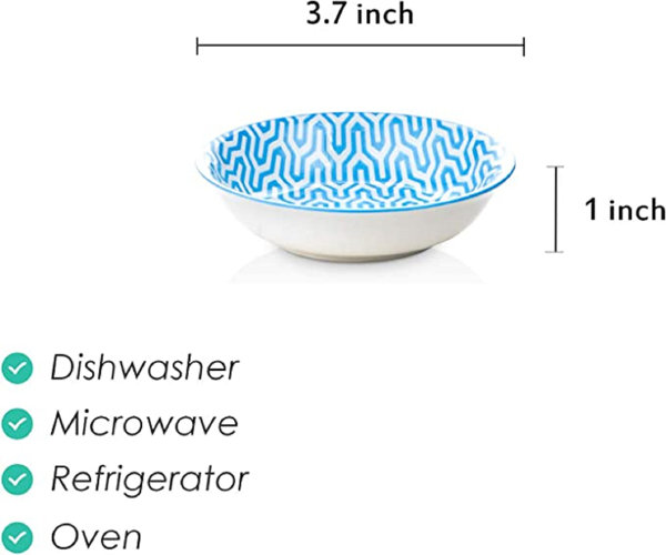 Wildon Home® Ceramic Dipping Bowls,3 Inch Pinch Bowls Set Side Sauce Cups,Dishes  For Sushi,Snack And Soy,BBQ,2.5 Oz Blue And White Mini Bowls For Kitchen  Prep