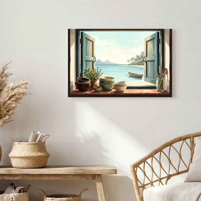 Art mural en toile Gallery Wrap pour le salon, la chambre à coucher, le bureau ou le vestibule - Décoration murale décorative avec vue sur la fenêtre