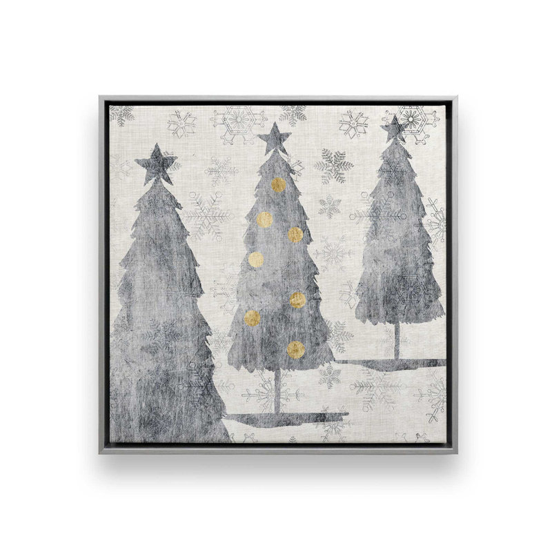 «Festive Silver Trees», reproduction sur toile, Cadre argenté, H 16,75 po x l 16,75 po x P 1,75 po