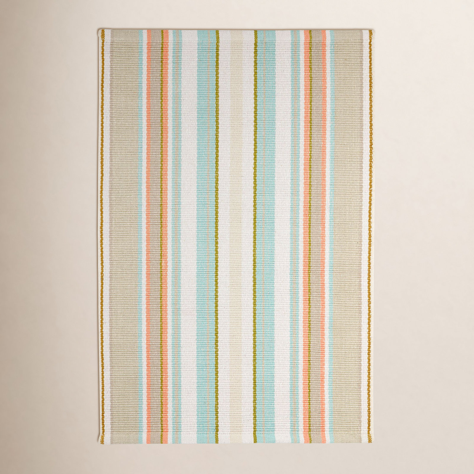 Daphne Sky Hand-Woven Striped Cotton Rug, Runner 2'6" x 8'