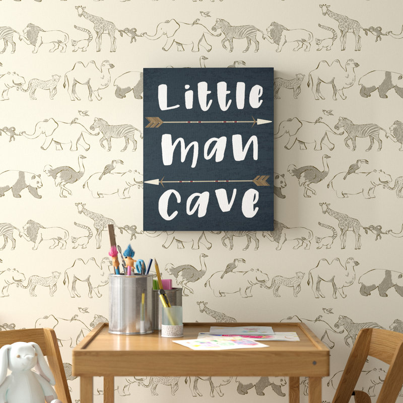 Little Man Cave, lettres, monogrammes et noms de flèches, H 20 po x l 16 po x P 1,5 po, Toile tendue