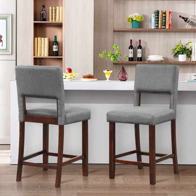 Amaurys Upholstered Counter Stool with Solid Wood Frame