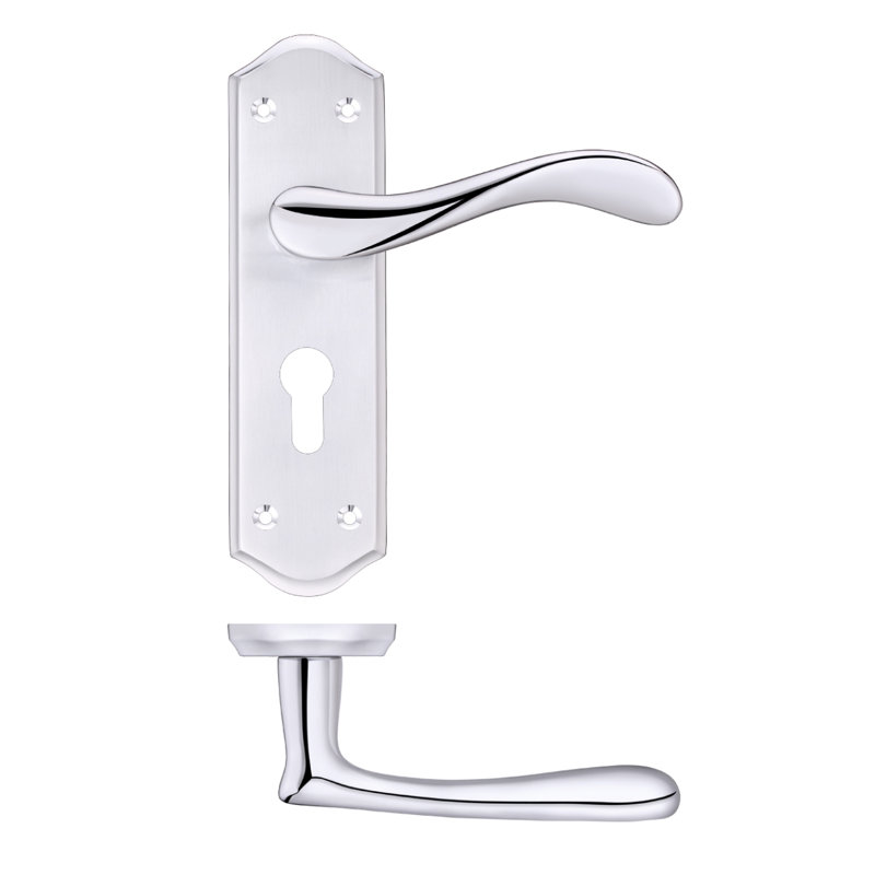 Behren Lock Door Handle, Polished Chrome