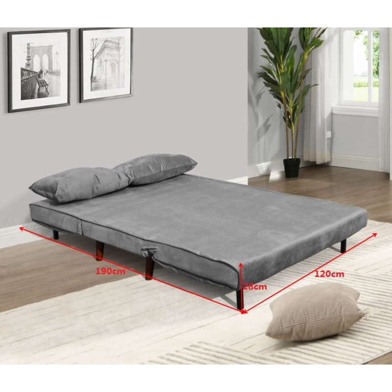 Cramerton 2 Seater Velvet Sofa Bed, Grey
